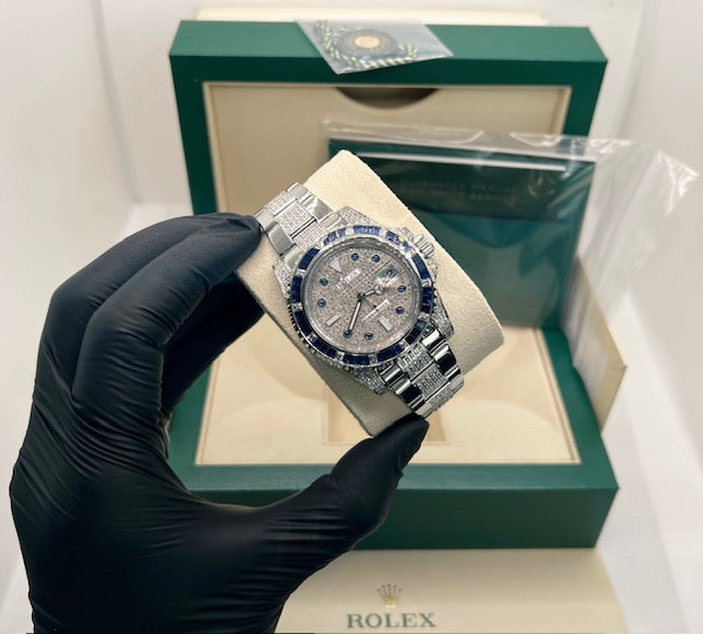 Rolex Submariner Date 116610LN Stahl Blue vs1 Diamant Iced Out